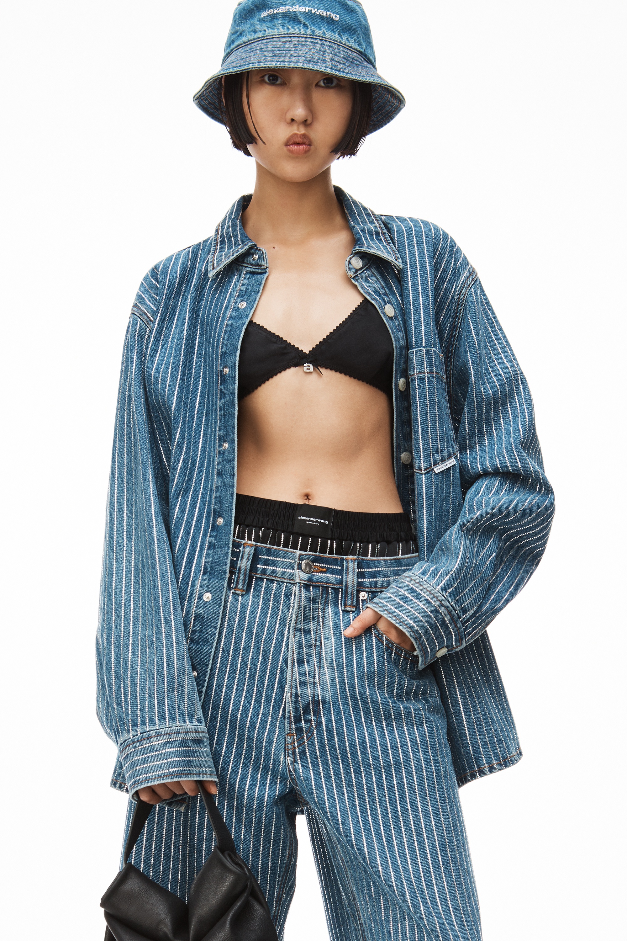 CRYSTAL STRIPE BOARD SHORT IN DENIM - 4