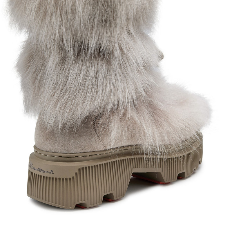 Women's natural leather and fox ankle boot 3