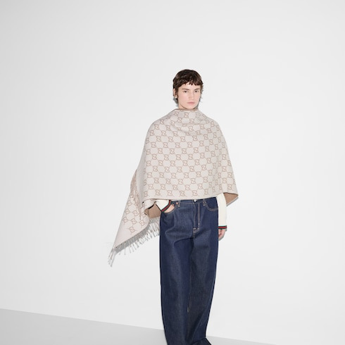 GG wool jacquard cape - 3