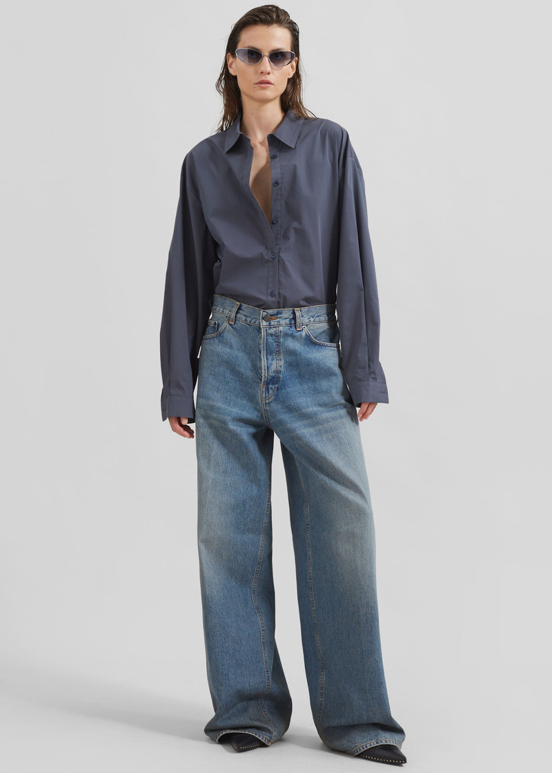 Kae Back Slit Button Up Shirt - Charcoal 8