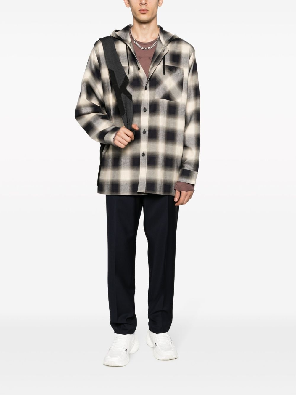hooded checked shirt - 2