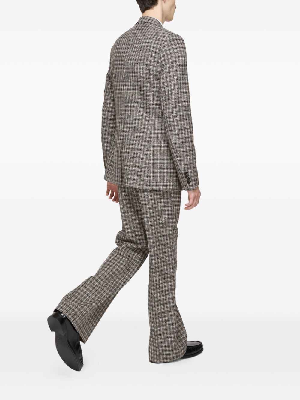 checked wool blazer - 3