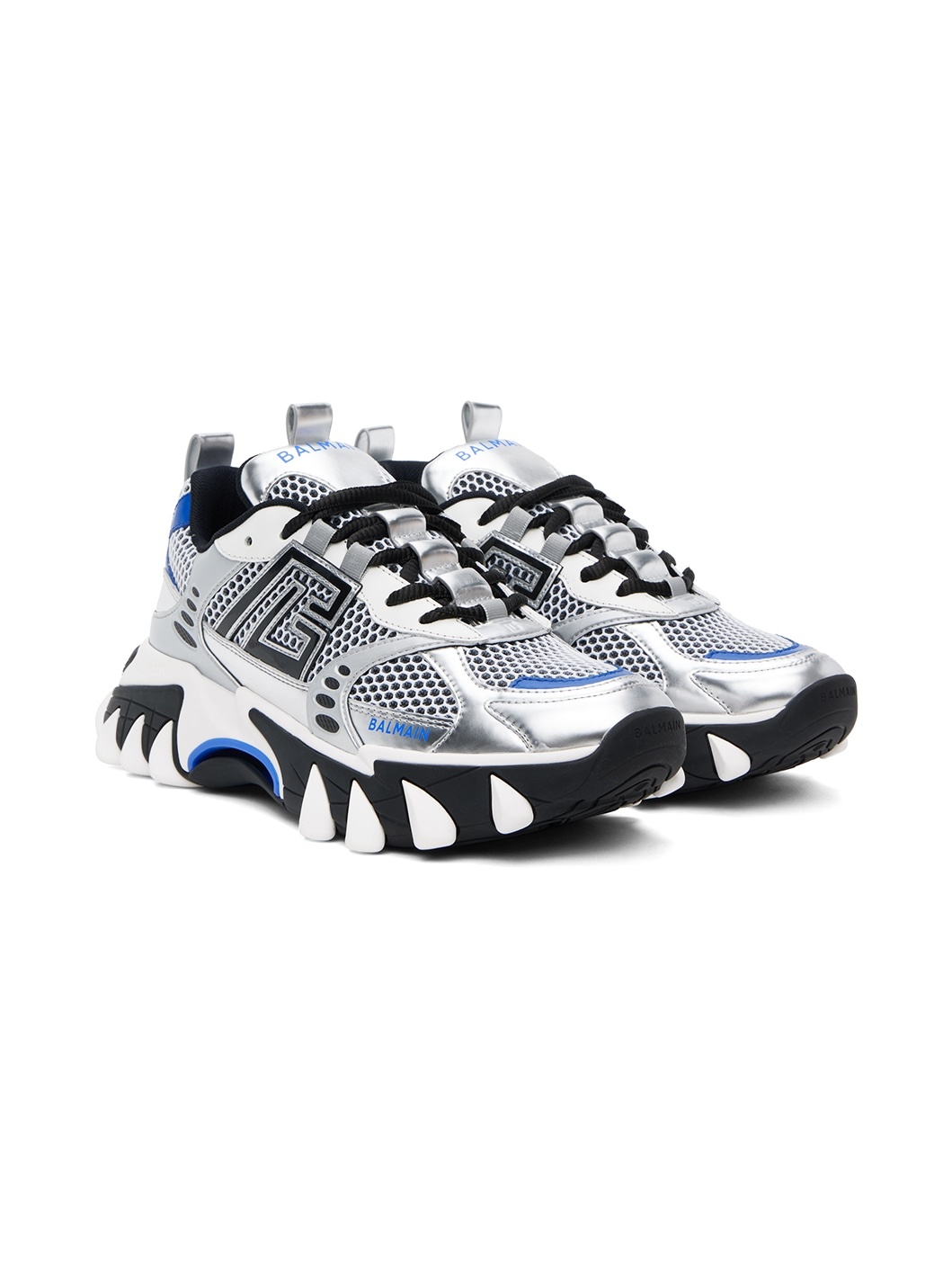 Silver & Blue B-East PB Sneakers - 4