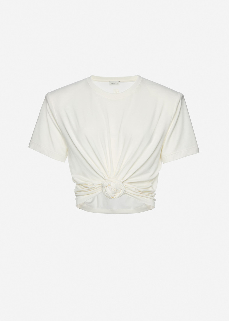 Knotted t-shirt in cream 1