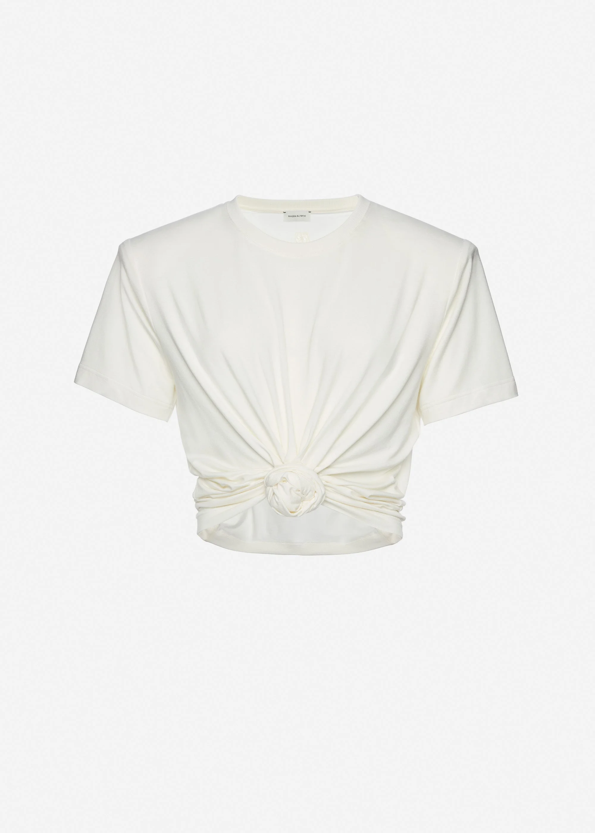 Knotted t-shirt in cream - 1