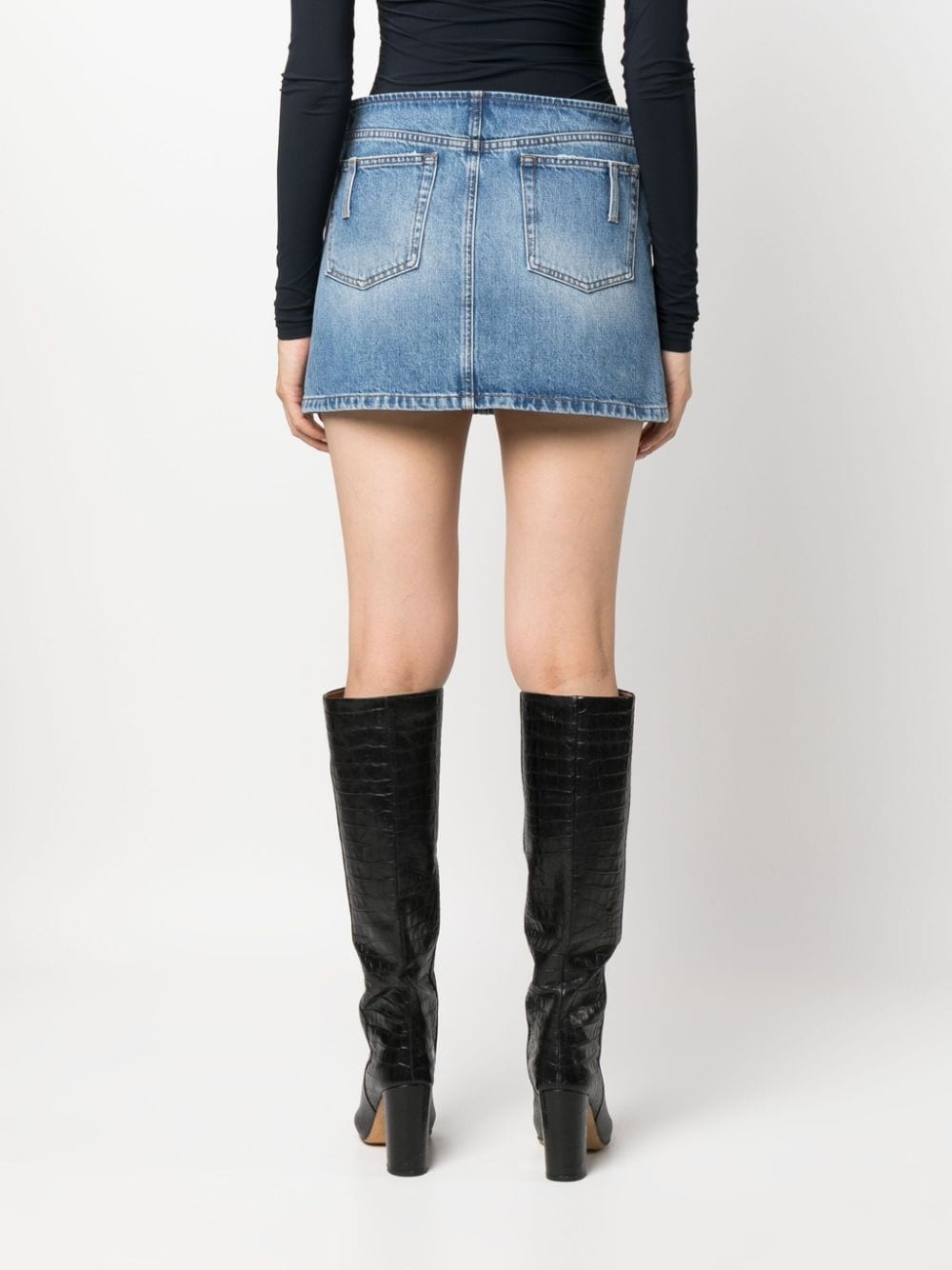 distressed-effect denim miniskirt - 4