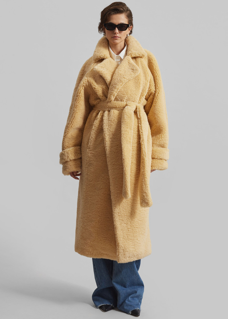 Gresham Faux Shearling Robe Coat - Yellow 5