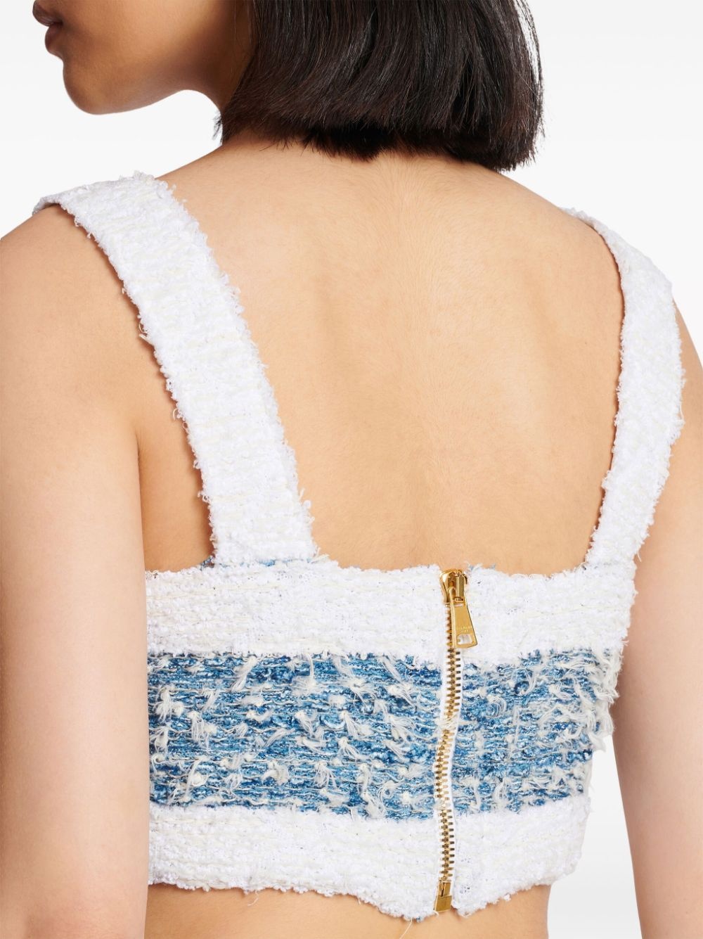 denim tweed crop top - 5