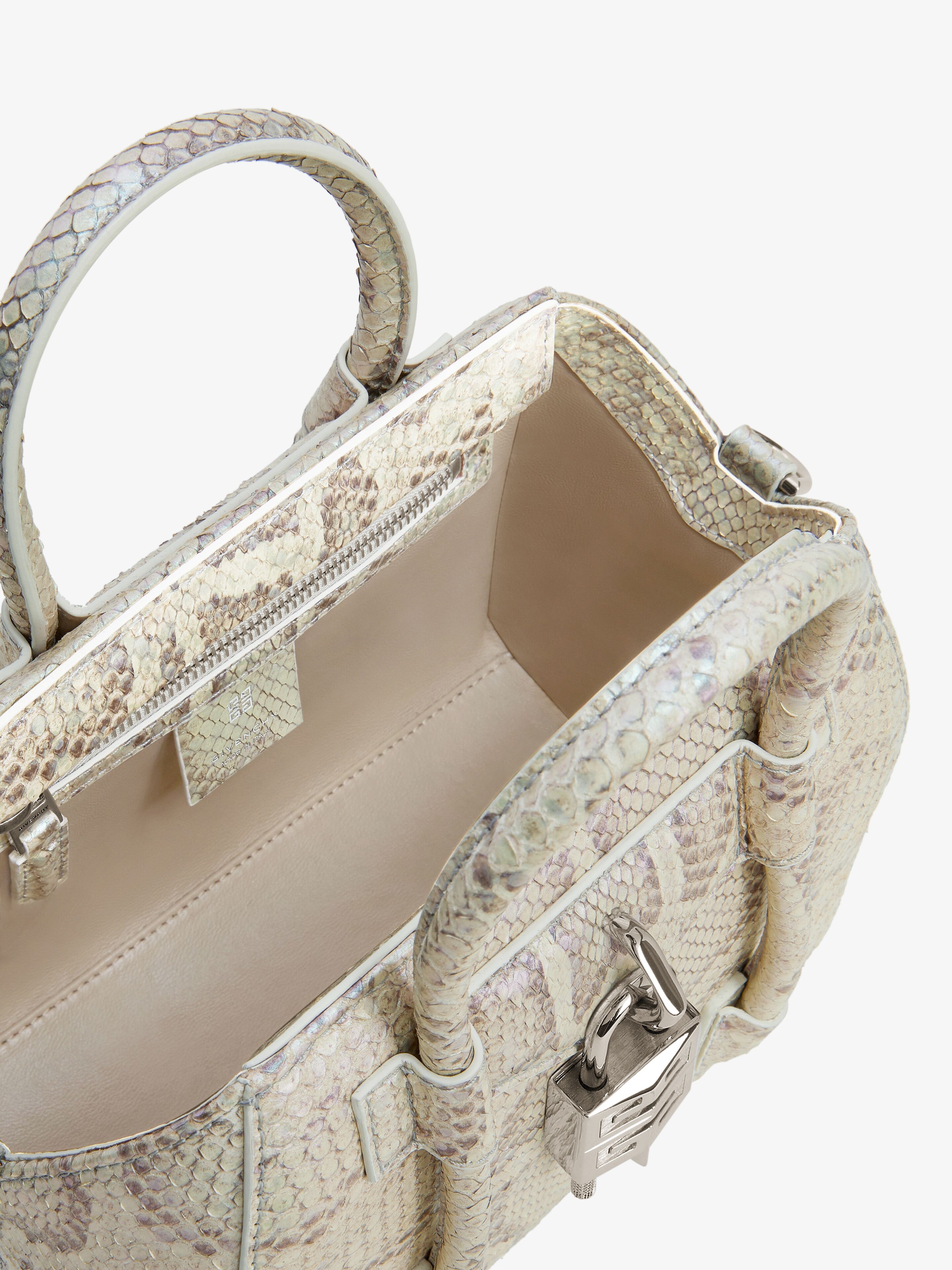 MINI ANTIGONA LOCK BAG IN PYTHON WITH PEARL EFFECT - 4