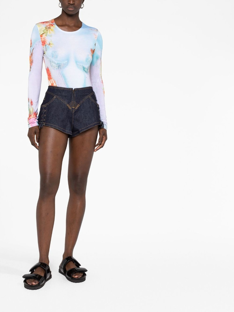 Jean Paul Gaultier lace-up denim shorts outlook