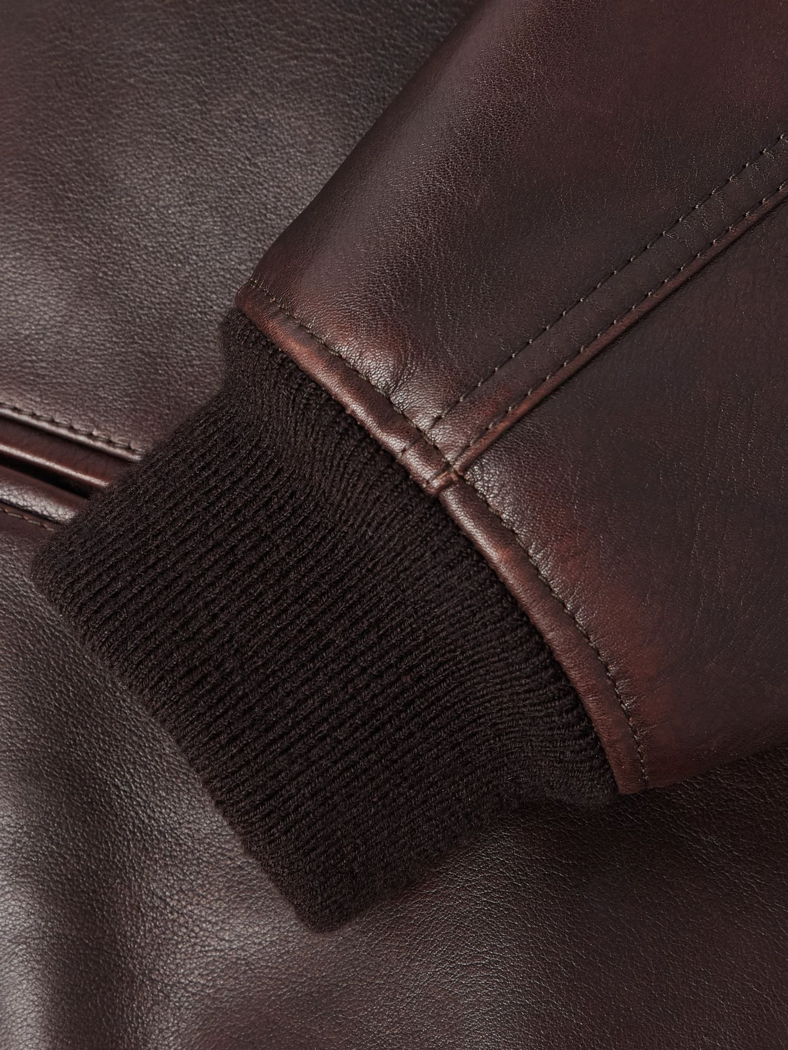 Leather Bomber Jacket Dark brown - 5