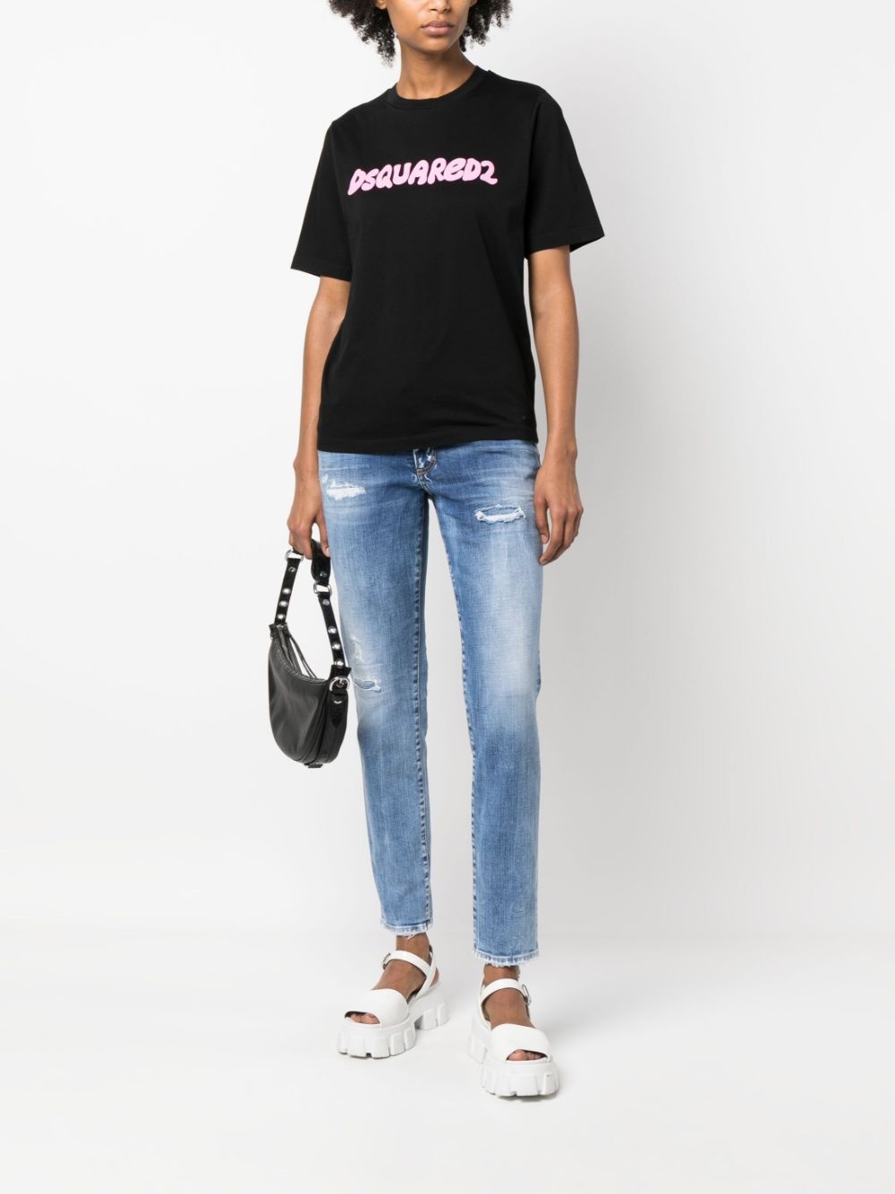 distressed-effect cropped jeans - 2