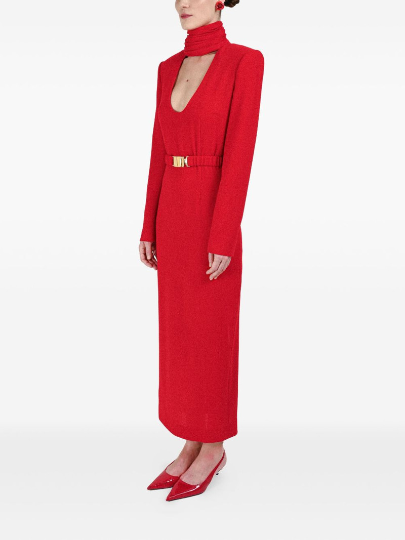 draped-collar belted dress 3