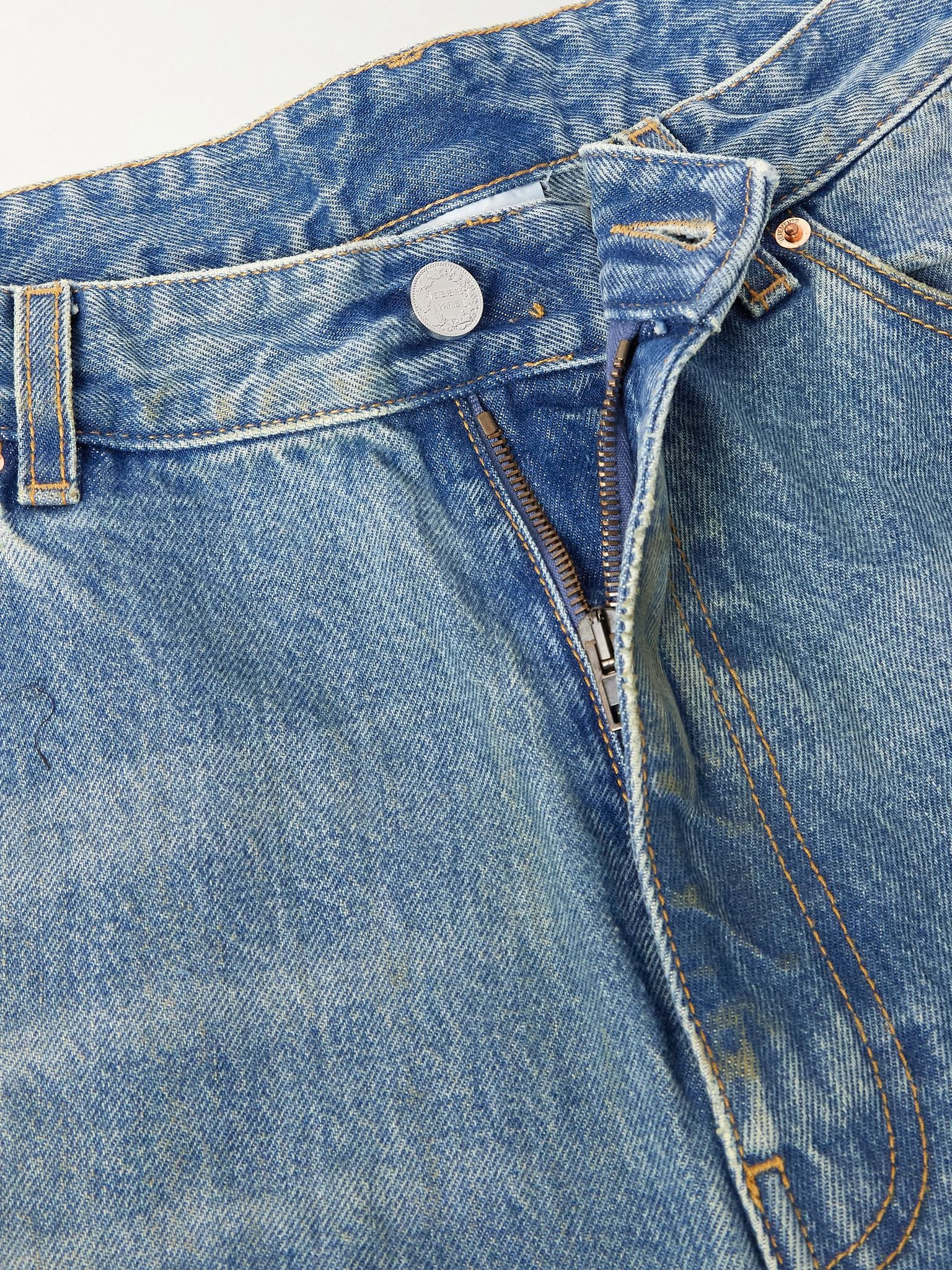 Straight-Leg Distressed Jeans Blue - 6