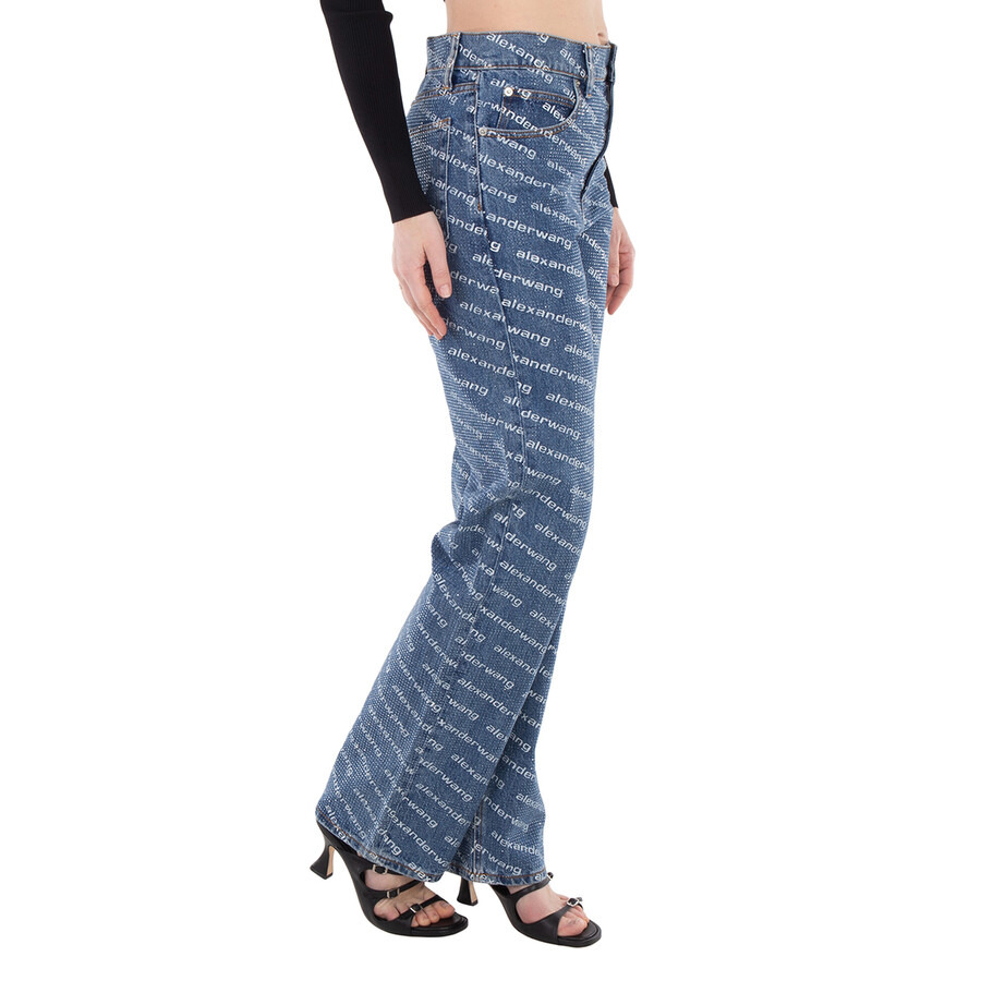 T by Alexander Wang Logo-Print Sequined Mid-Rise Straight Leg Cotton Trousers - 2