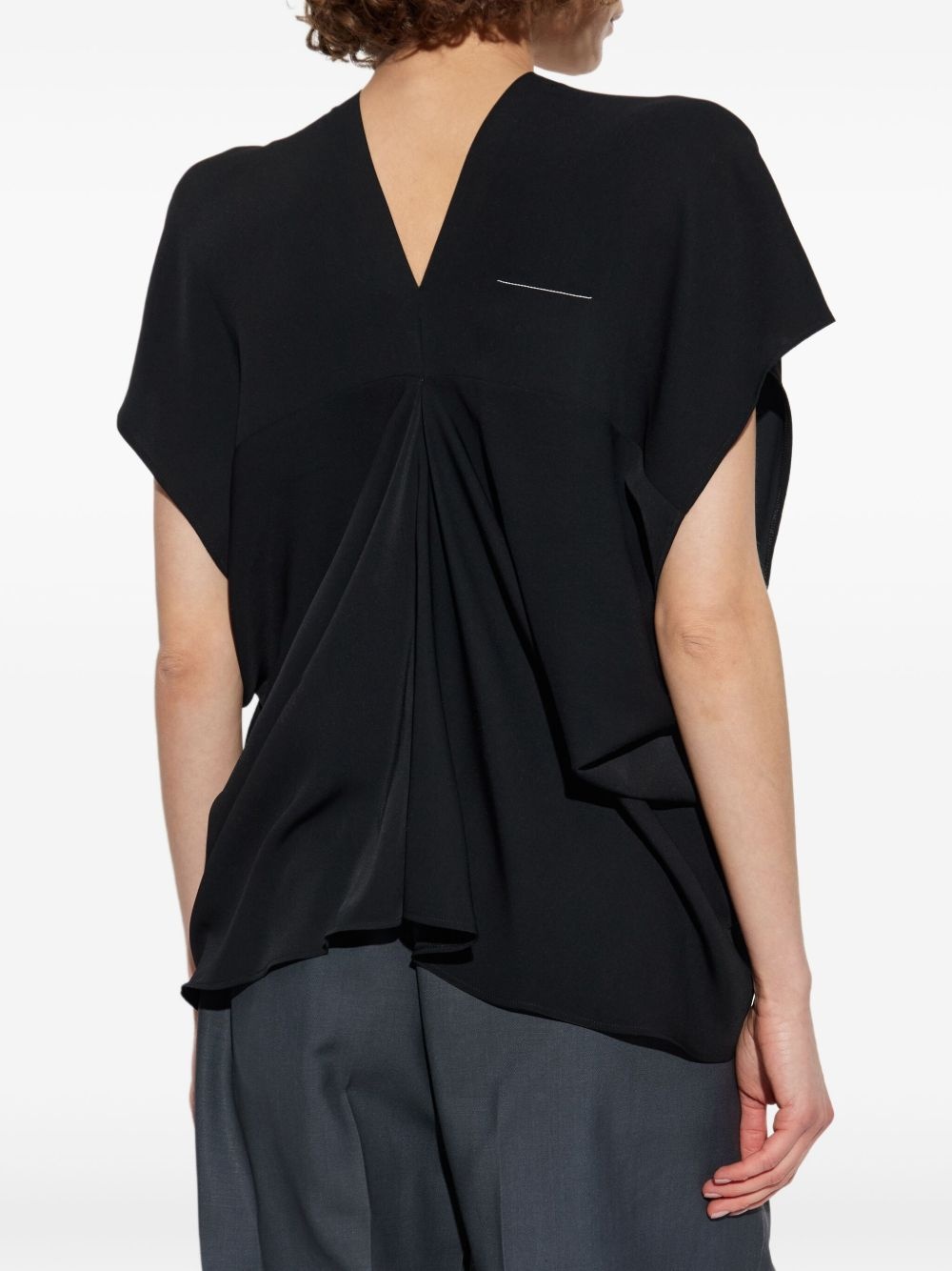 draped V-neck blouse - 4